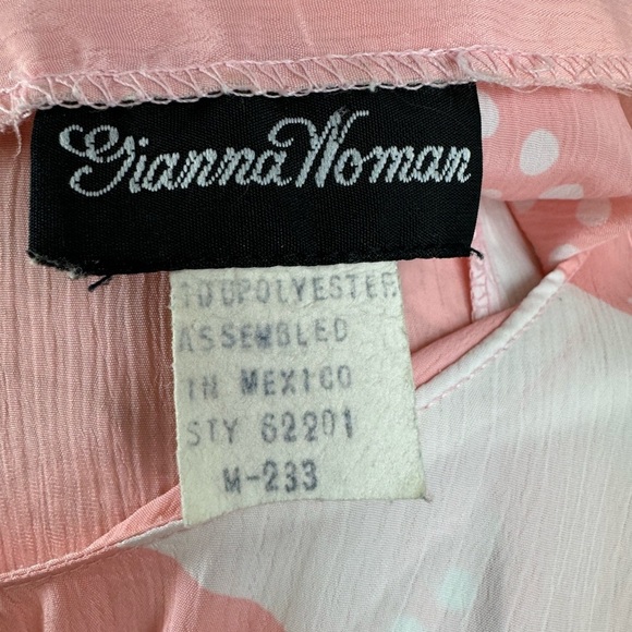 Vintage 80s Size M/L Pink White Skirt Top Set Golden Girls Stripe Polka Dot - Picture 8 of 9